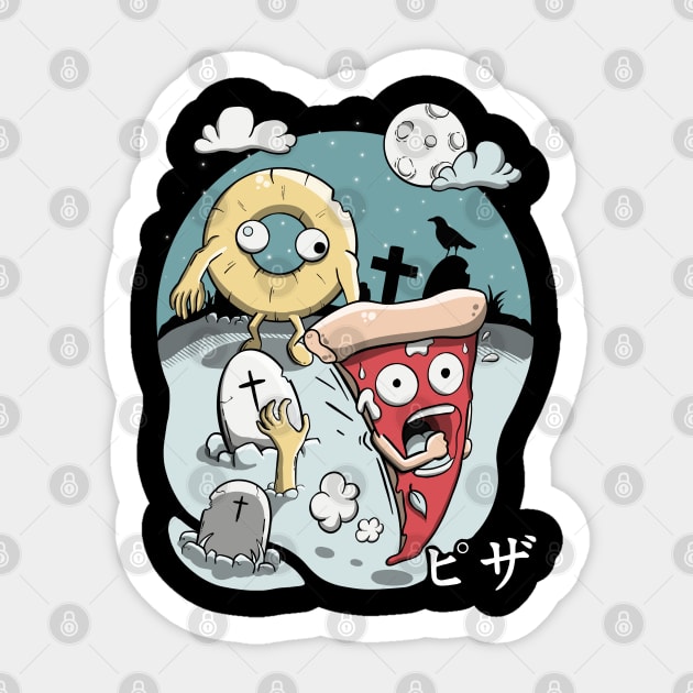 Spooky night pizza Sticker by MerchBeastStudio